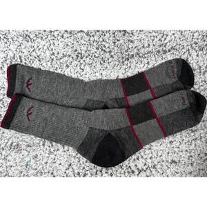 Darn Tough Crew Socks Gray Red Merino Wool Blend Sz XL USA Made NWOT